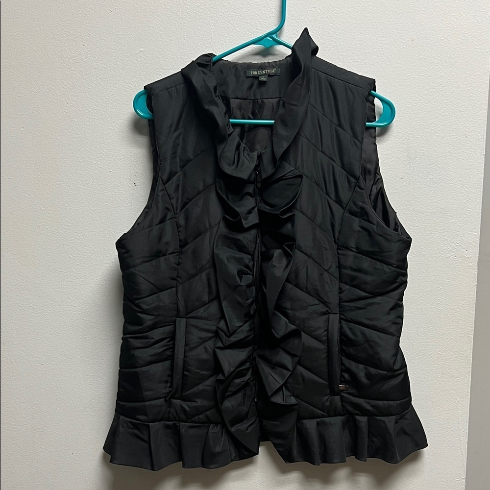 For Cynthia Black Ruffled Vest - Picture 2 of 10